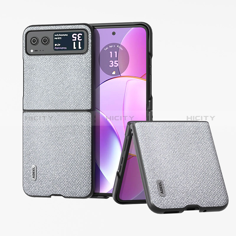 Coque Silicone Gel Motif Cuir Housse Etui BH6 pour Motorola Moto Razr 40 5G Gris Plus