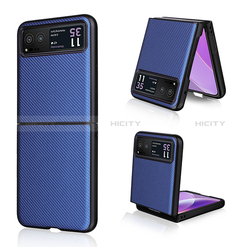 Coque Silicone Gel Motif Cuir Housse Etui BY1 pour Motorola Moto Razr 40 5G Bleu Plus