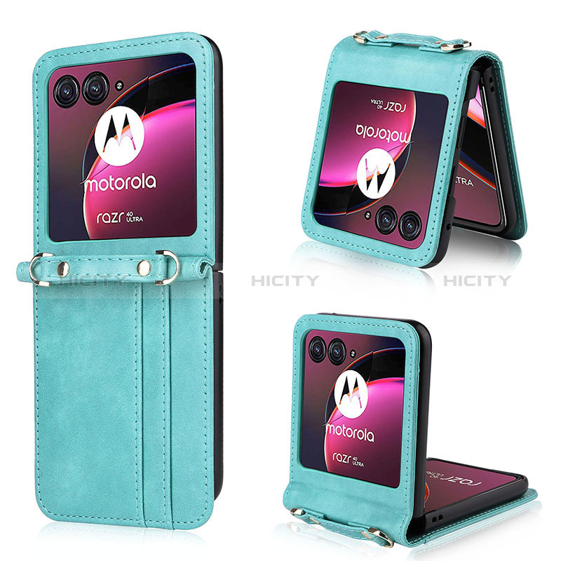 Coque Silicone Gel Motif Cuir Housse Etui BY5 pour Motorola Moto Razr 40 Ultra 5G Bleu Plus