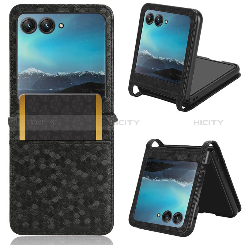 Coque Silicone Gel Motif Cuir Housse Etui CX2 pour Motorola Moto Razr 40 Ultra 5G Noir Plus