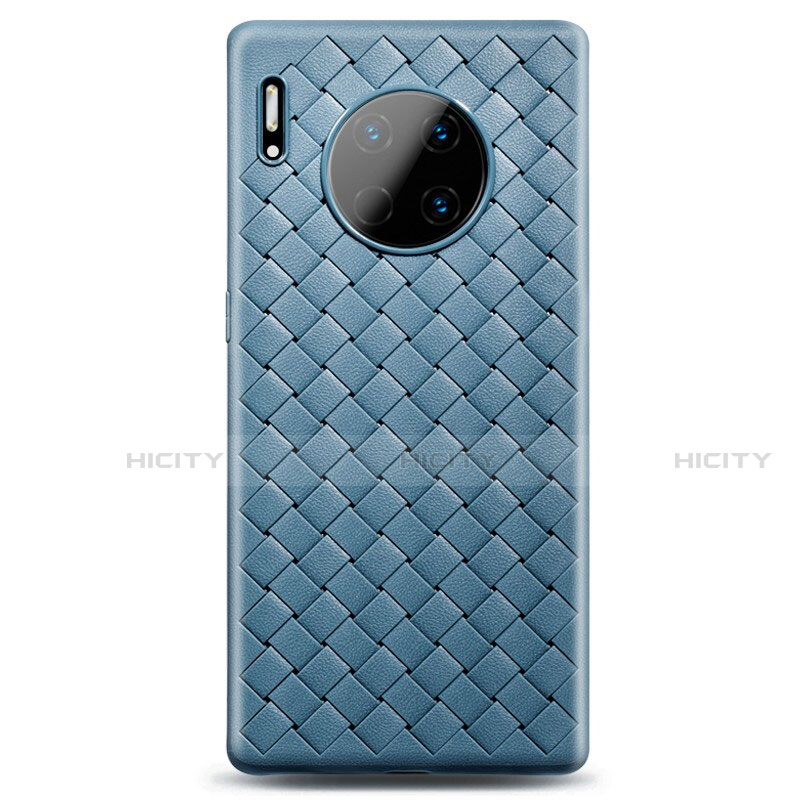 Coque Silicone Gel Motif Cuir Housse Etui D01 pour Huawei Mate 30 Bleu Ciel Plus