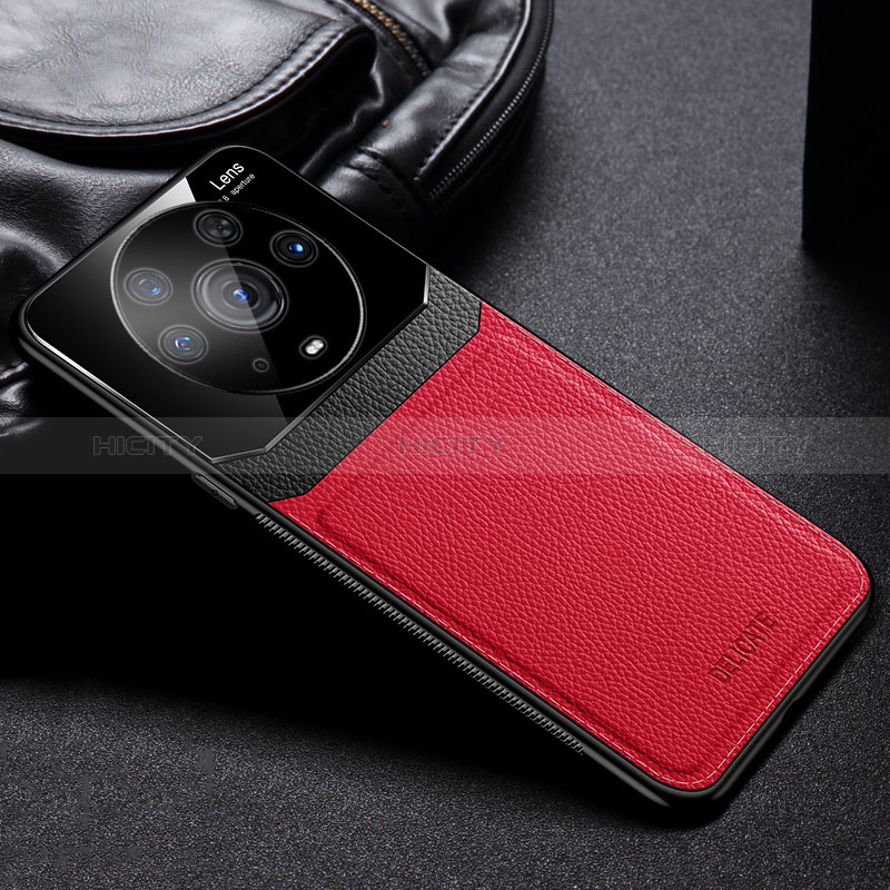 Coque Silicone Gel Motif Cuir Housse Etui FL1 pour Huawei Honor Magic3 Pro 5G Rouge Plus