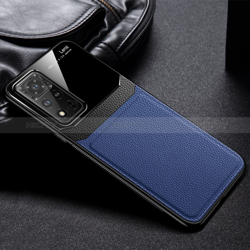 Coque Silicone Gel Motif Cuir Housse Etui FL1 pour Huawei Honor V40 5G Bleu Plus