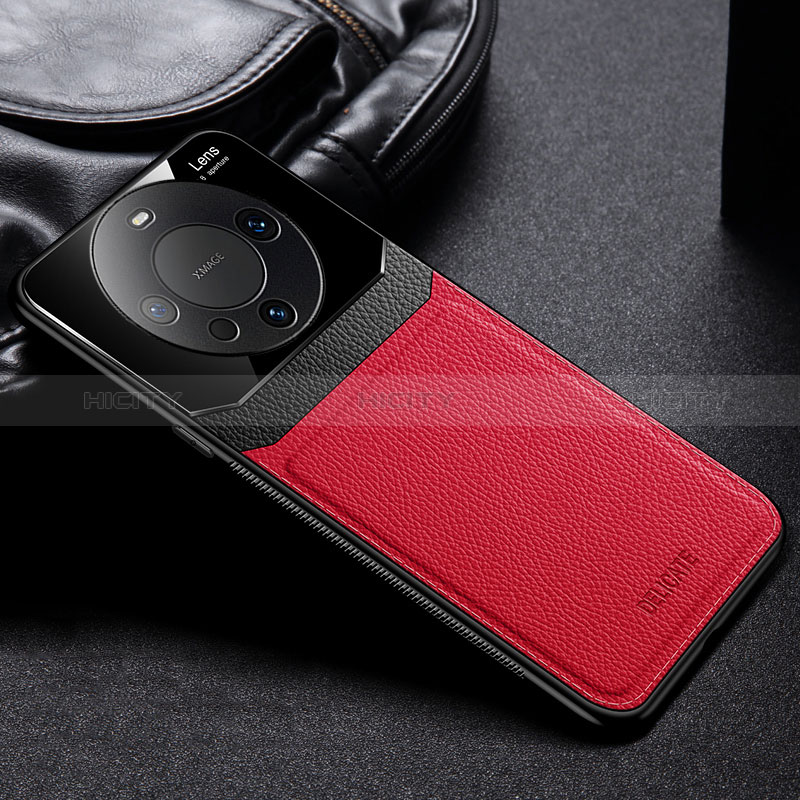 Coque Silicone Gel Motif Cuir Housse Etui FL1 pour Huawei Mate 60 Pro+ Plus Rouge Plus