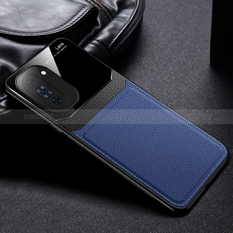 Coque Silicone Gel Motif Cuir Housse Etui FL1 pour Huawei Nova 10 Pro Bleu Plus