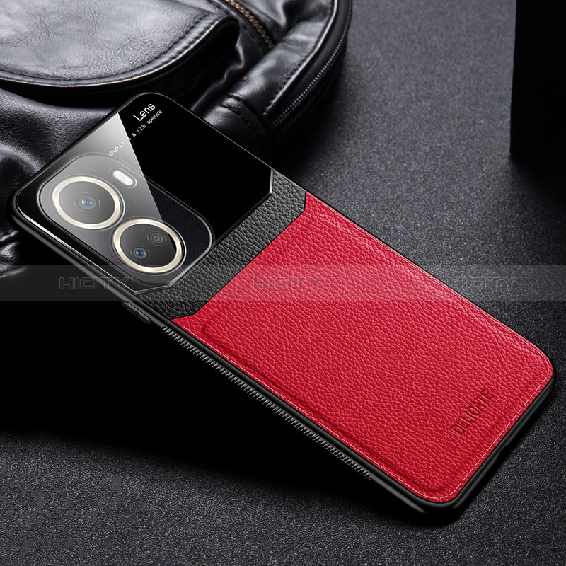 Coque Silicone Gel Motif Cuir Housse Etui FL1 pour Huawei Nova 10 SE Rouge Plus