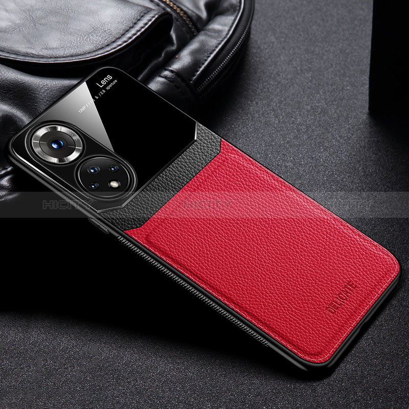 Coque Silicone Gel Motif Cuir Housse Etui FL1 pour Huawei Nova 9 Pro Rouge Plus