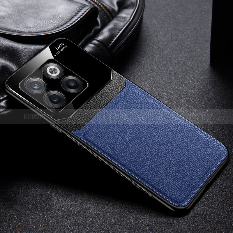 Coque Silicone Gel Motif Cuir Housse Etui FL1 pour OnePlus 10T 5G Bleu Plus