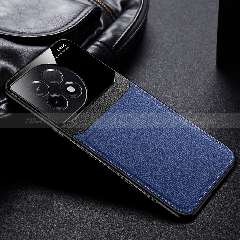 Coque Silicone Gel Motif Cuir Housse Etui FL1 pour OnePlus 11 5G Bleu Plus