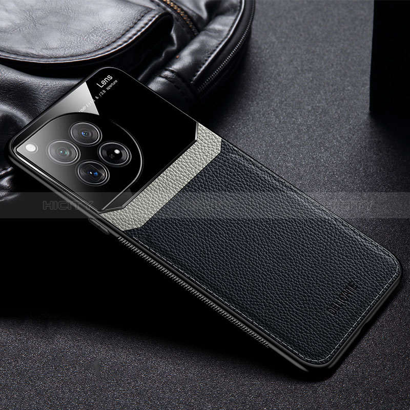 Coque Silicone Gel Motif Cuir Housse Etui FL1 pour OnePlus Ace 3 5G Noir Plus