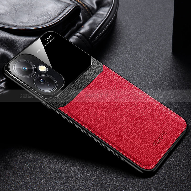 Coque Silicone Gel Motif Cuir Housse Etui FL1 pour OnePlus Nord N30 5G Rouge Plus