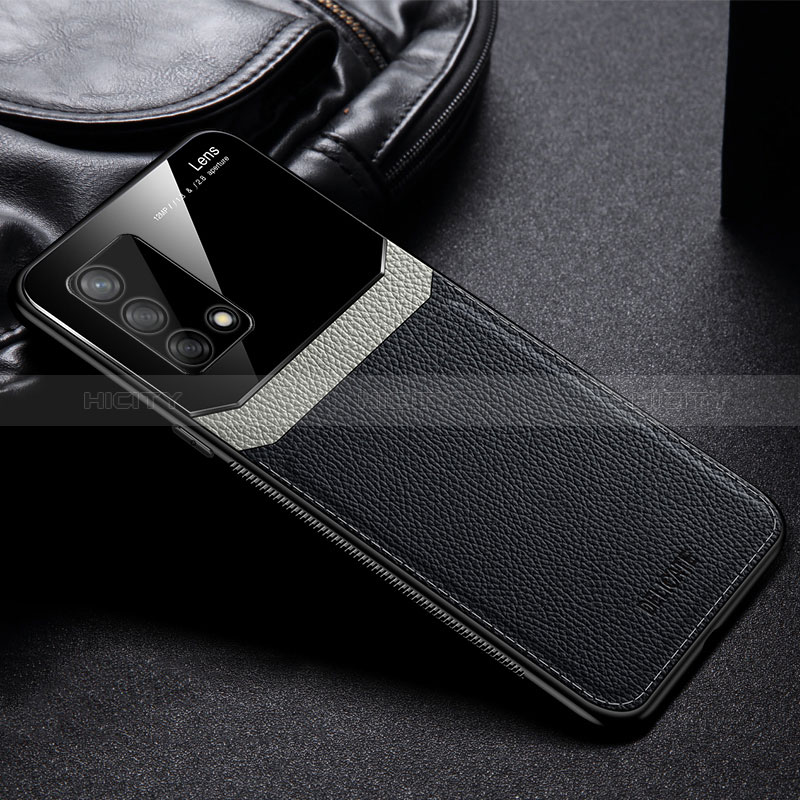 Coque Silicone Gel Motif Cuir Housse Etui FL1 pour Oppo F19 Noir Plus