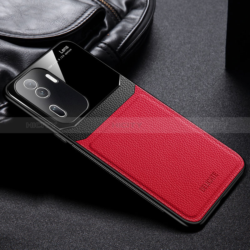 Coque Silicone Gel Motif Cuir Housse Etui FL1 pour Oppo Reno11 Pro 5G Rouge Plus