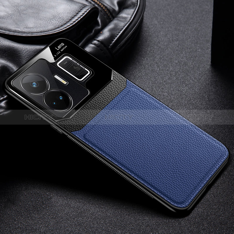 Coque Silicone Gel Motif Cuir Housse Etui FL1 pour Realme GT Neo5 240W 5G Bleu Plus