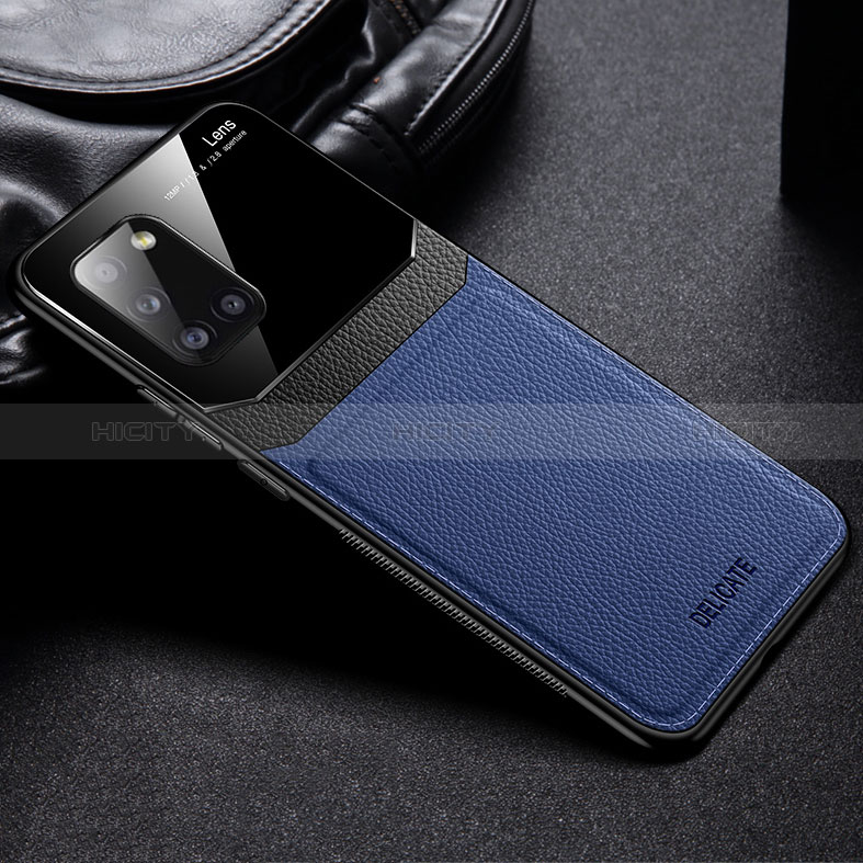 Coque Silicone Gel Motif Cuir Housse Etui FL1 pour Samsung Galaxy A31 Bleu Plus