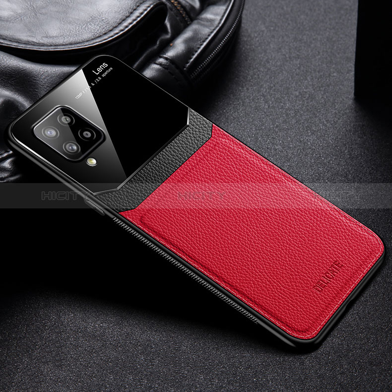 Coque Silicone Gel Motif Cuir Housse Etui FL1 pour Samsung Galaxy A42 5G Rouge Plus