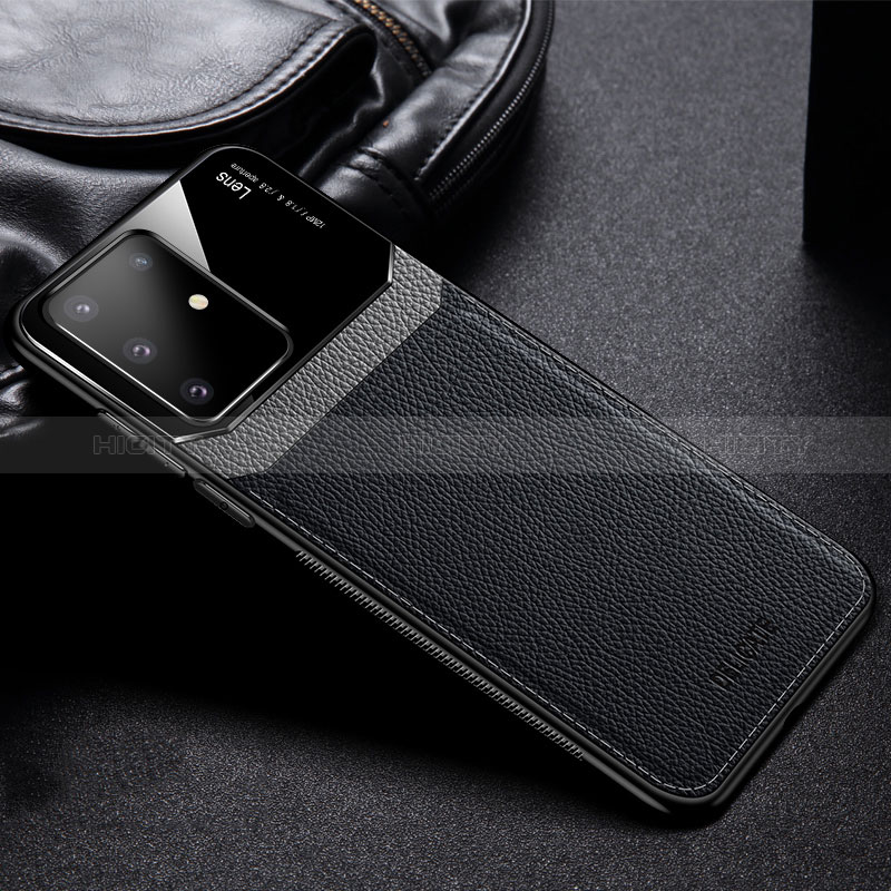 Coque Silicone Gel Motif Cuir Housse Etui FL1 pour Samsung Galaxy A91 Noir Plus