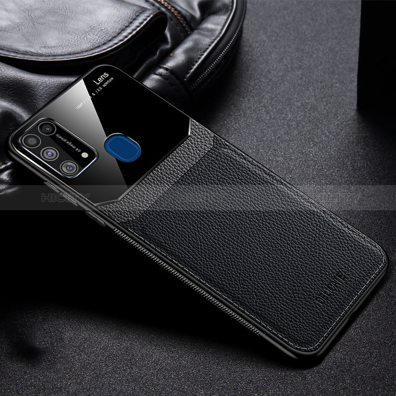 Coque Silicone Gel Motif Cuir Housse Etui FL1 pour Samsung Galaxy M31 Prime Edition Noir Plus