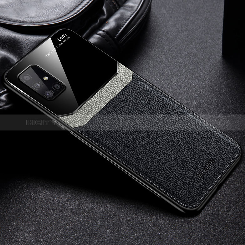 Coque Silicone Gel Motif Cuir Housse Etui FL1 pour Samsung Galaxy M31s Noir Plus