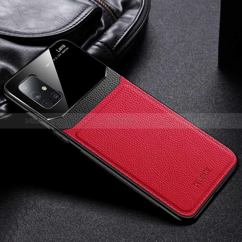 Coque Silicone Gel Motif Cuir Housse Etui FL1 pour Samsung Galaxy M51 Rouge Plus