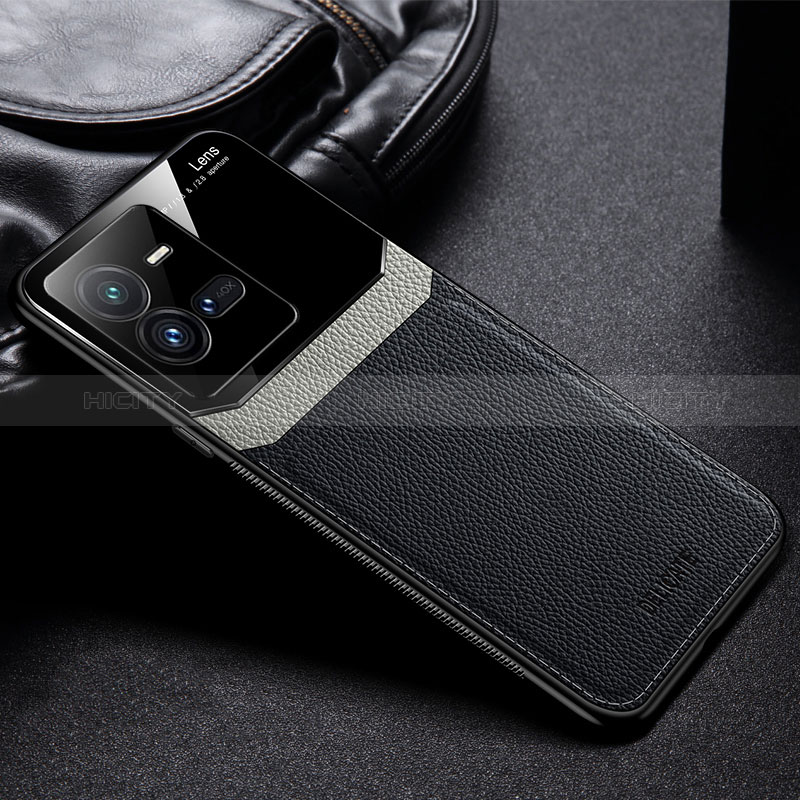 Coque Silicone Gel Motif Cuir Housse Etui FL1 pour Vivo iQOO 10 Pro 5G Noir Plus