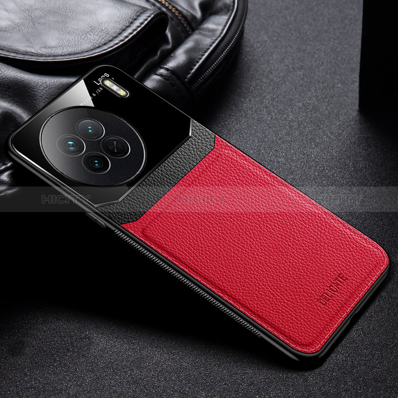 Coque Silicone Gel Motif Cuir Housse Etui FL1 pour Vivo X90 5G Rouge Plus