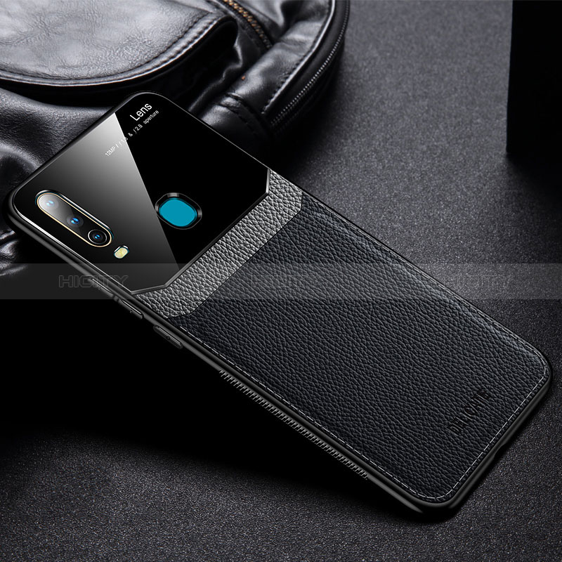 Coque Silicone Gel Motif Cuir Housse Etui FL1 pour Vivo Y3s Noir Plus