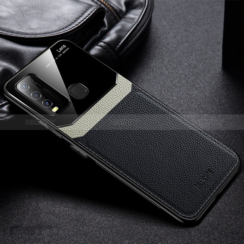 Coque Silicone Gel Motif Cuir Housse Etui FL1 pour Vivo Y50 Noir Plus