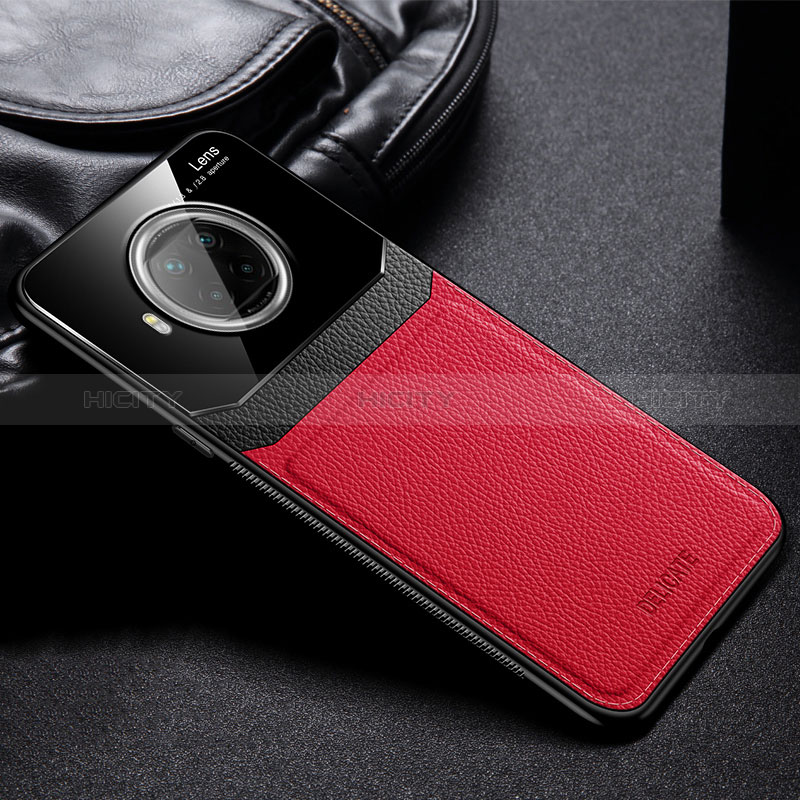 Coque Silicone Gel Motif Cuir Housse Etui FL1 pour Xiaomi Mi 10i 5G Rouge Plus