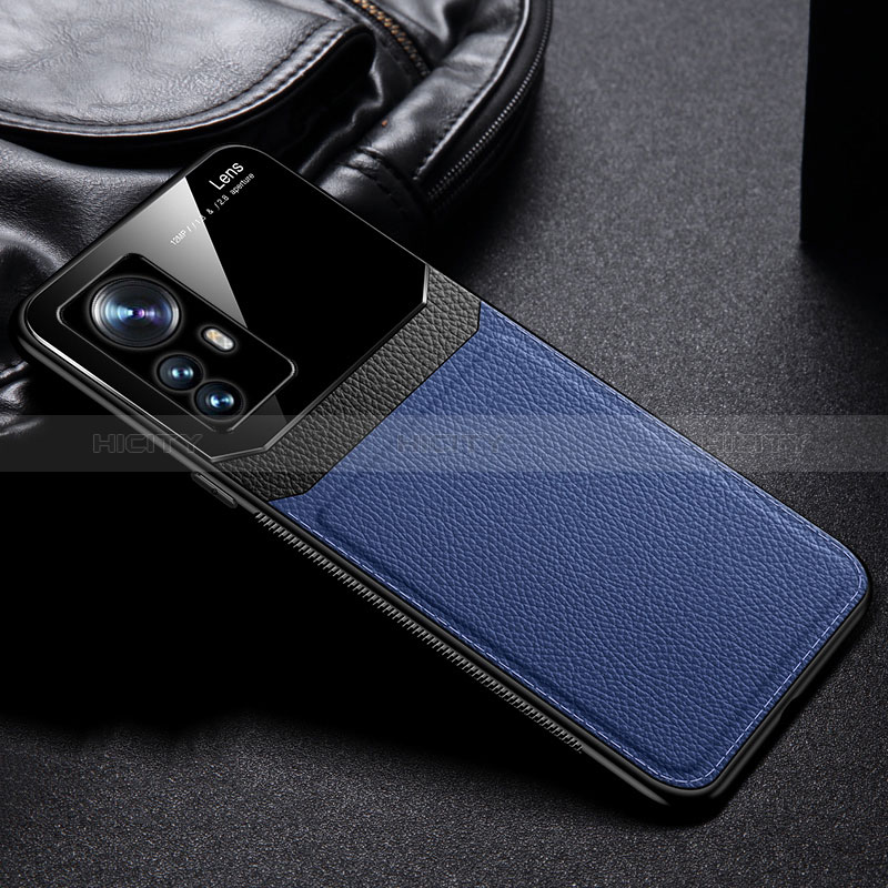 Coque Silicone Gel Motif Cuir Housse Etui FL1 pour Xiaomi Mi 12T 5G Bleu Plus