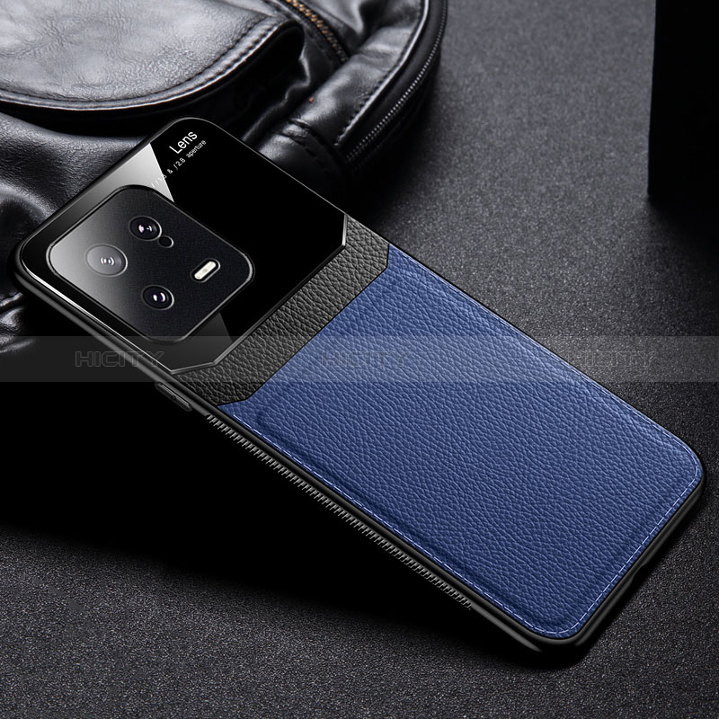 Coque Silicone Gel Motif Cuir Housse Etui FL1 pour Xiaomi Mi 13 5G Bleu Plus