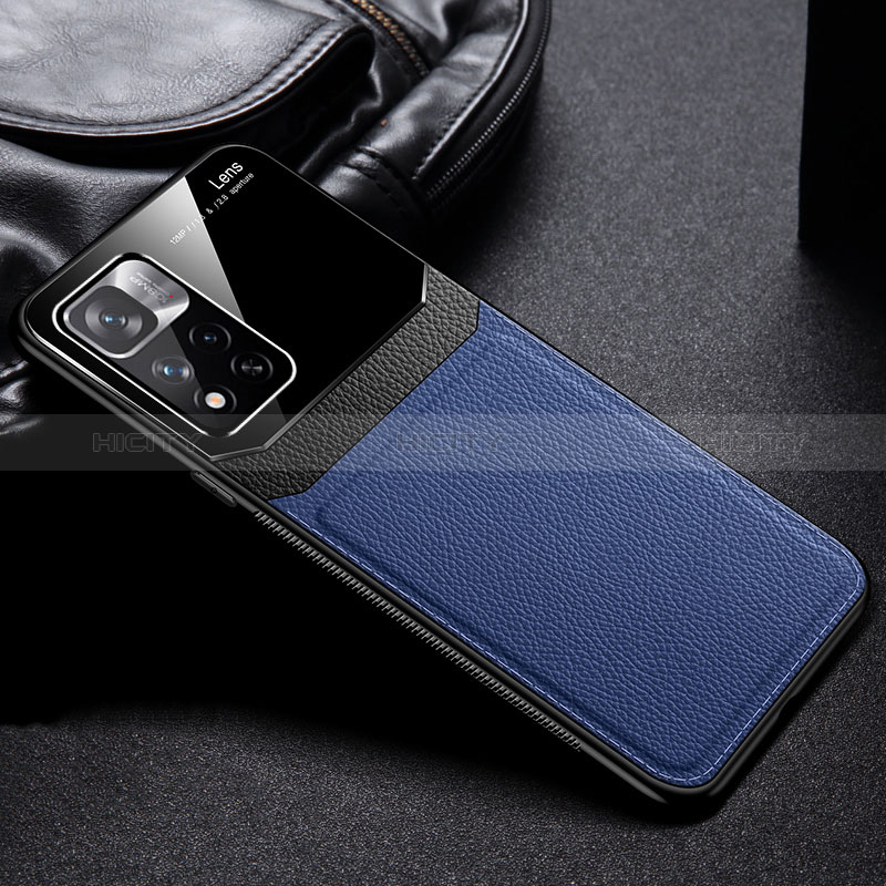 Coque Silicone Gel Motif Cuir Housse Etui FL1 pour Xiaomi Poco M4 Pro 5G Bleu Plus