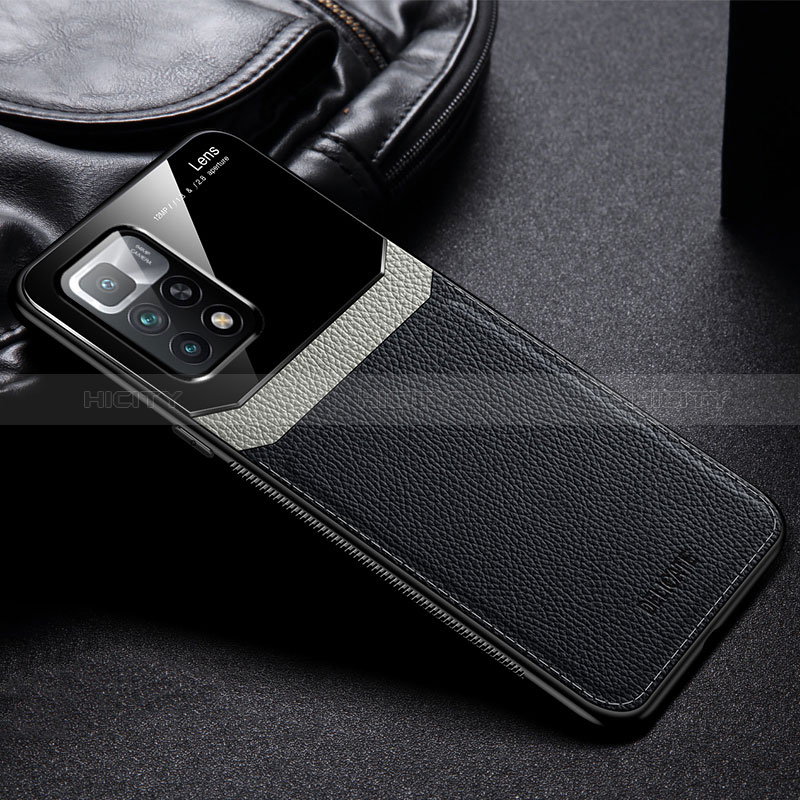 Coque Silicone Gel Motif Cuir Housse Etui FL1 pour Xiaomi Redmi 10 (2022) Noir Plus