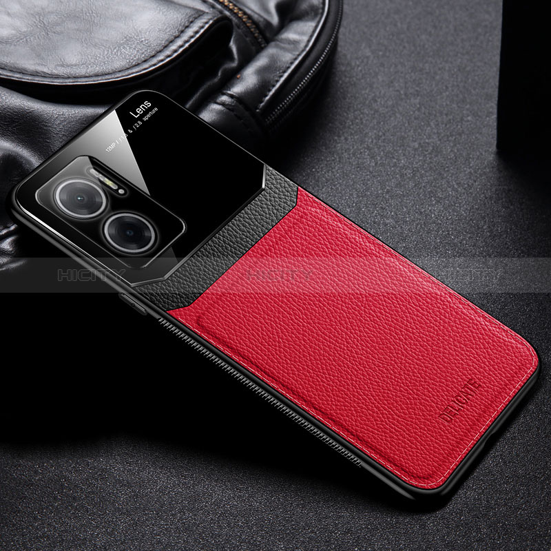 Coque Silicone Gel Motif Cuir Housse Etui FL1 pour Xiaomi Redmi 10 5G Rouge Plus