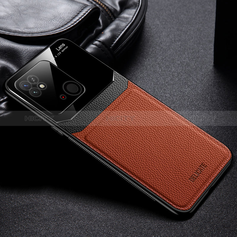 Coque Silicone Gel Motif Cuir Housse Etui FL1 pour Xiaomi Redmi 10 Power Marron Plus