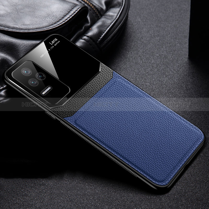 Coque Silicone Gel Motif Cuir Housse Etui FL1 pour Xiaomi Redmi K40S 5G Bleu Plus