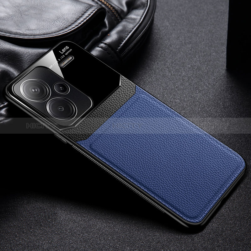 Coque Silicone Gel Motif Cuir Housse Etui FL1 pour Xiaomi Redmi Note 13 Pro+ Plus 5G Bleu Plus