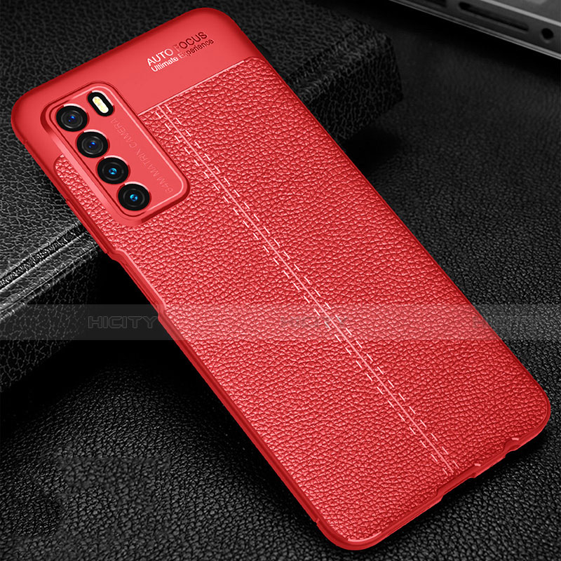 Coque Silicone Gel Motif Cuir Housse Etui H01 pour Huawei Honor Play4 5G Rouge Plus