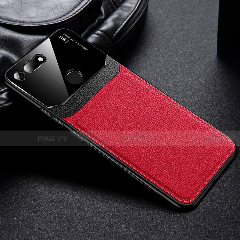 Coque Silicone Gel Motif Cuir Housse Etui H01 pour Huawei Honor View 20 Rouge Plus