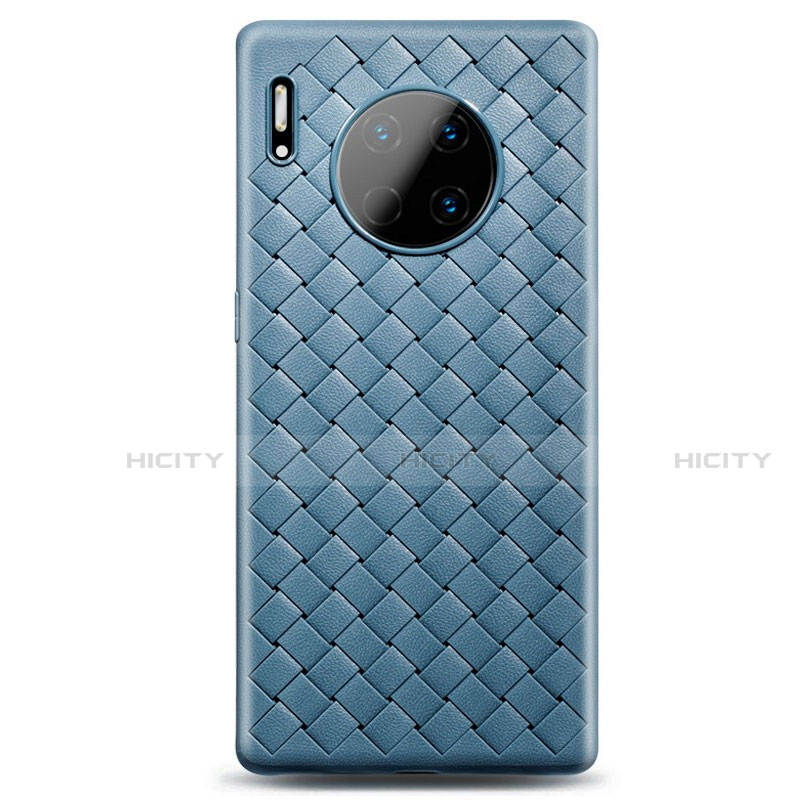 Coque Silicone Gel Motif Cuir Housse Etui H01 pour Huawei Mate 30 5G Bleu Ciel Plus