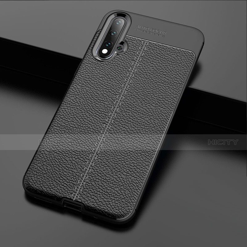 Coque Silicone Gel Motif Cuir Housse Etui H01 pour Huawei Nova 5 Pro Noir Plus