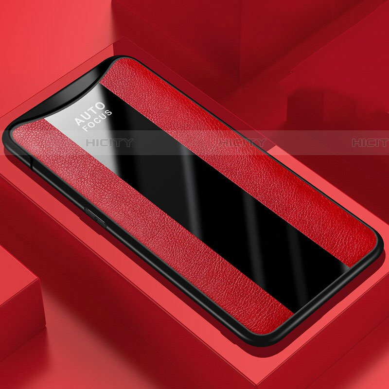 Coque Silicone Gel Motif Cuir Housse Etui H01 pour Oppo Find X Rouge Plus