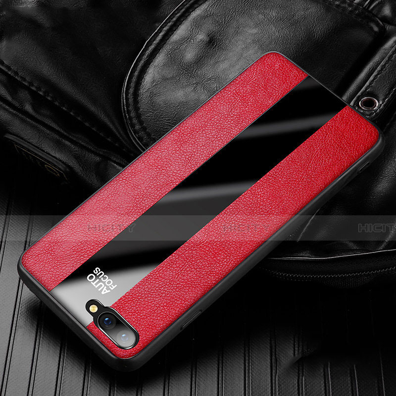 Coque Silicone Gel Motif Cuir Housse Etui H01 pour Oppo R15X Rouge Plus