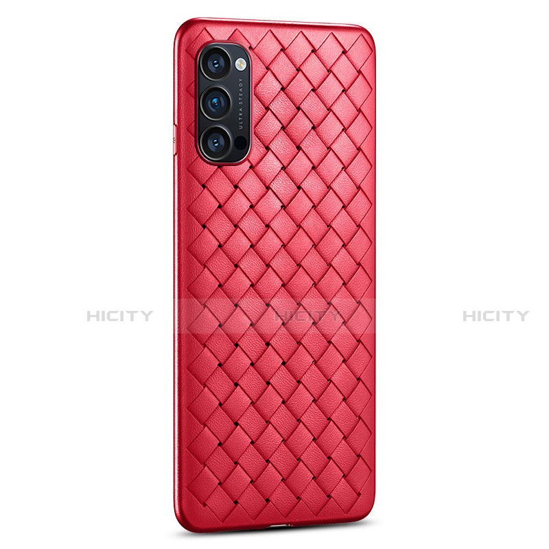 Coque Silicone Gel Motif Cuir Housse Etui H01 pour Oppo Reno4 Pro 5G Rouge Plus