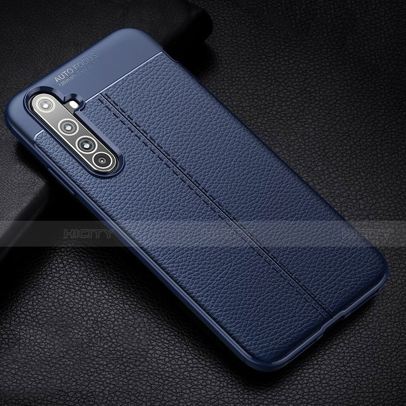 Coque Silicone Gel Motif Cuir Housse Etui H01 pour Realme X50 Pro 5G Bleu Plus