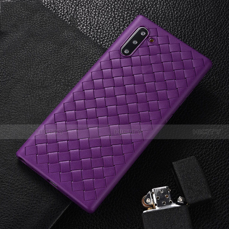 Coque Silicone Gel Motif Cuir Housse Etui H01 pour Samsung Galaxy Note 10 5G Violet Plus