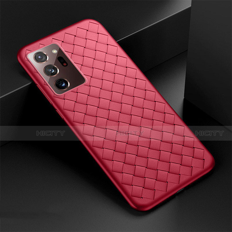 Coque Silicone Gel Motif Cuir Housse Etui H01 pour Samsung Galaxy Note 20 Ultra 5G Rouge Plus