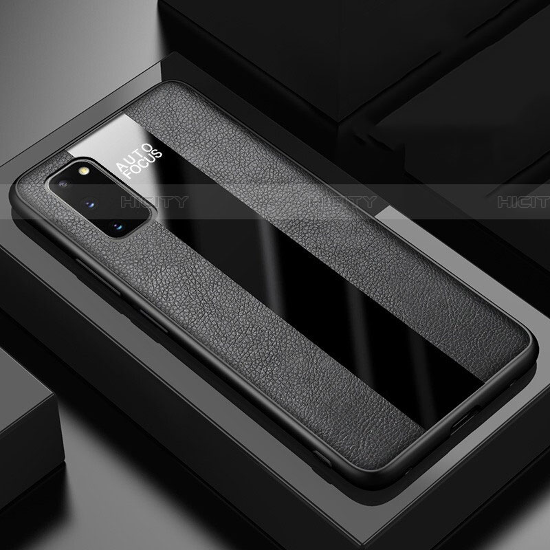 Coque Silicone Gel Motif Cuir Housse Etui H01 pour Samsung Galaxy S20 5G Noir Plus