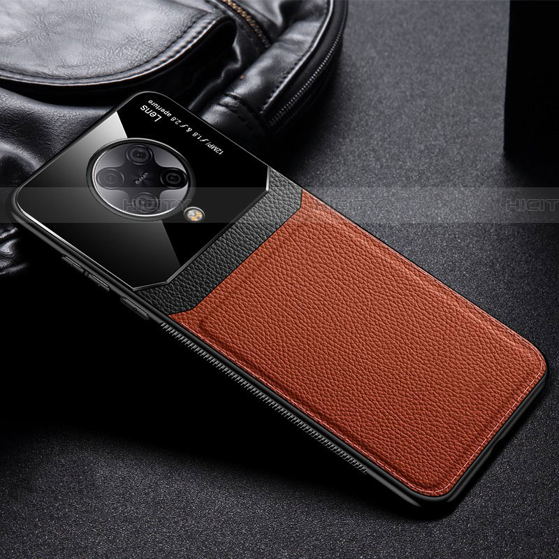 Coque Silicone Gel Motif Cuir Housse Etui H01 pour Xiaomi Redmi K30 Pro 5G Marron Plus