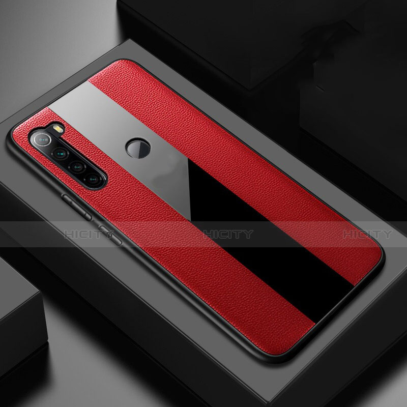 Coque Silicone Gel Motif Cuir Housse Etui H01 pour Xiaomi Redmi Note 8 (2021) Rouge Plus